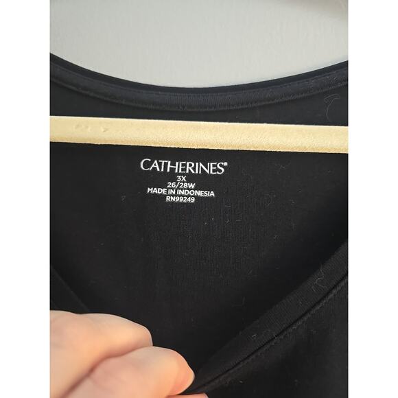 Catherines Black Christmas Tree Beaded Long Sleeve Top Womans Plus Size 26/28W - Picture 4 of 6